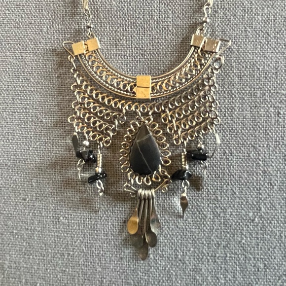 Artisan Peruvian Necklace • Signature Peruvian Wire Work w/ Black Stone - Picture 2 of 5